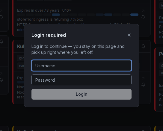 Login modal — internal