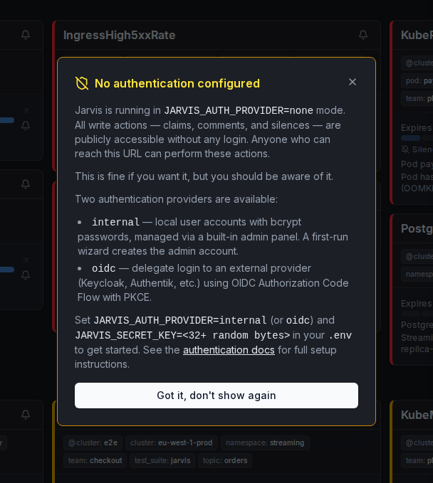 No-auth notice