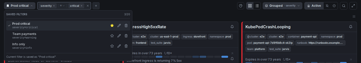Saved filters