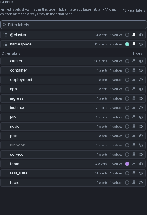 Settings — Labels