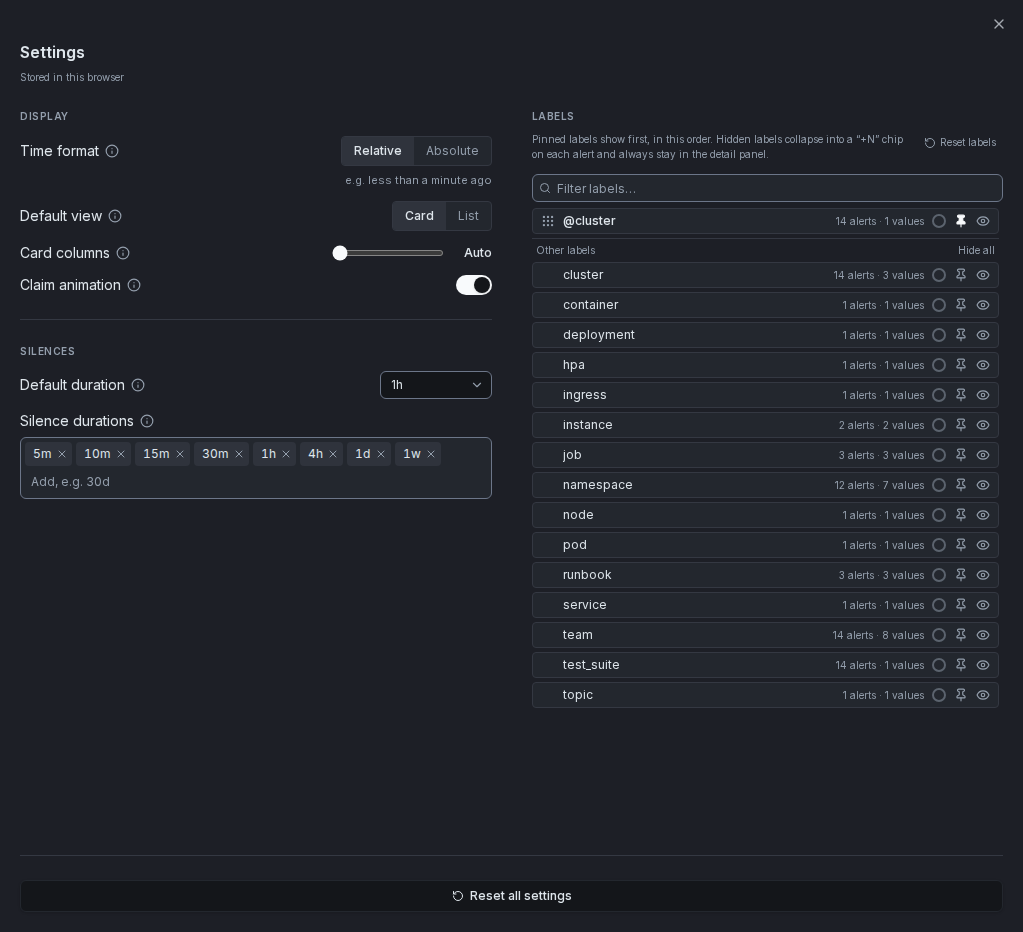 Settings Panel