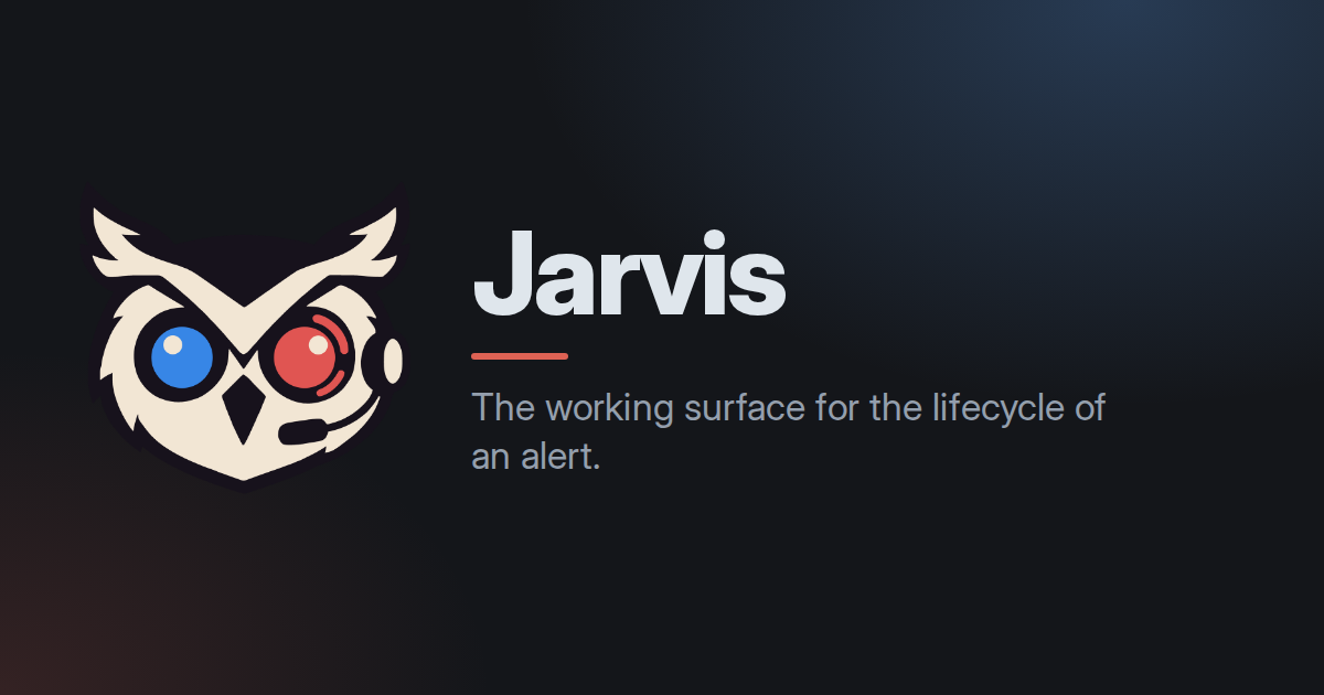 The Open Graph image: the owl logo, the word Jarvis, a coral underline and the tagline